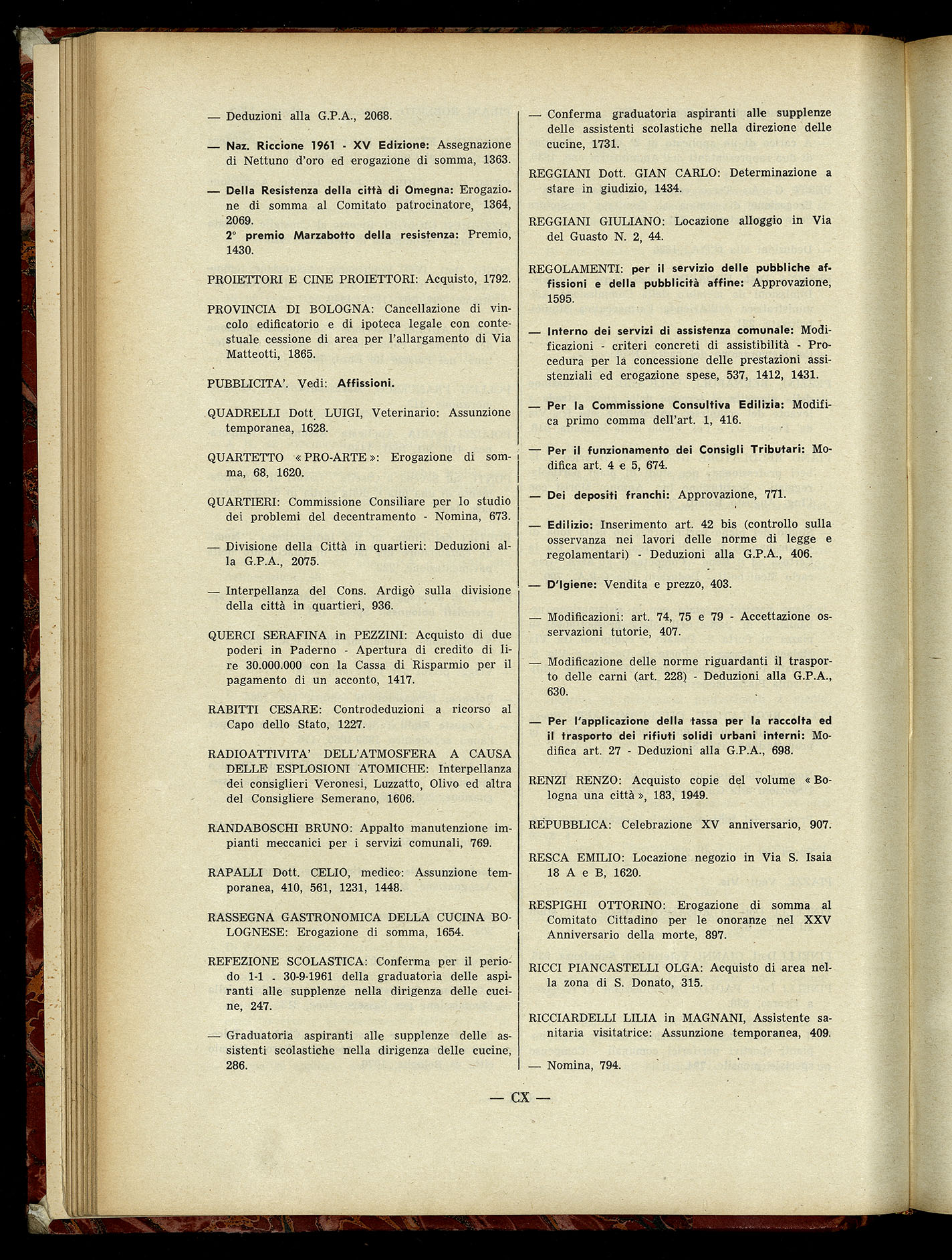 Indice volume 7.12.1960 - 30.6.1961