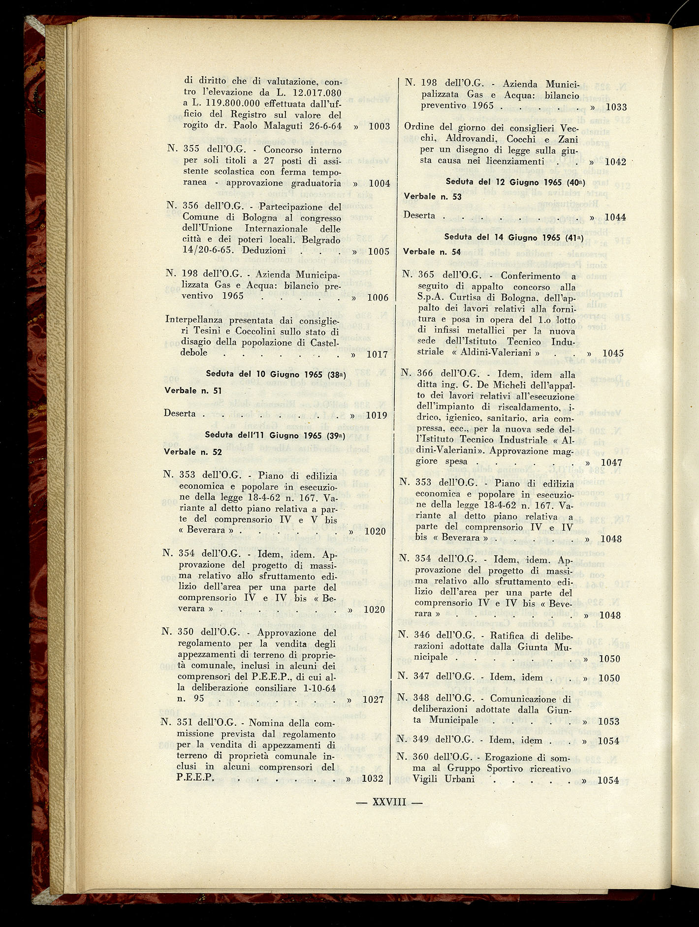 Indice volume 6.2.1965 - 30.6.1965