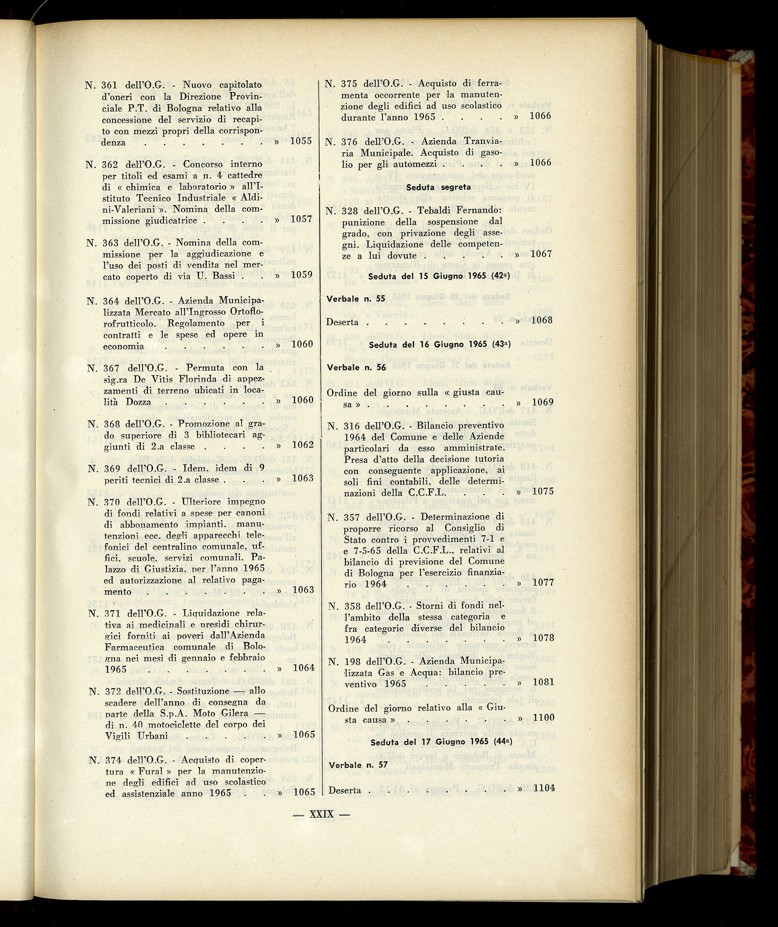 Indice volume 6.2.1965 - 30.6.1965