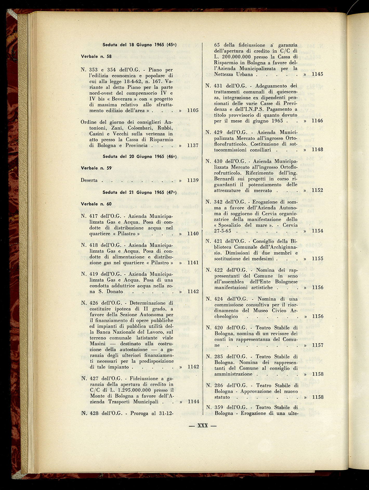 Indice volume 6.2.1965 - 30.6.1965