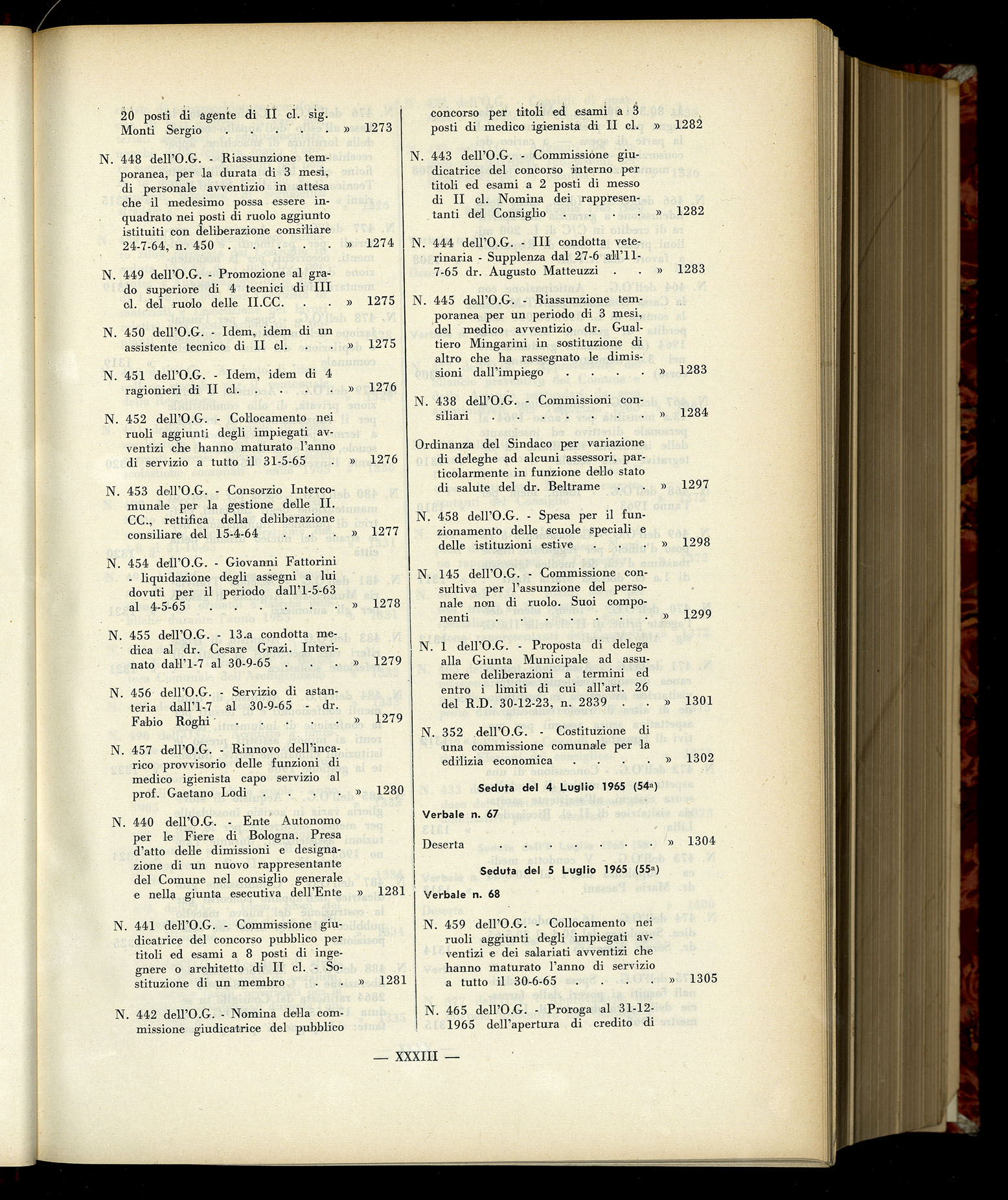 Indice volume 6.2.1965 - 30.6.1965