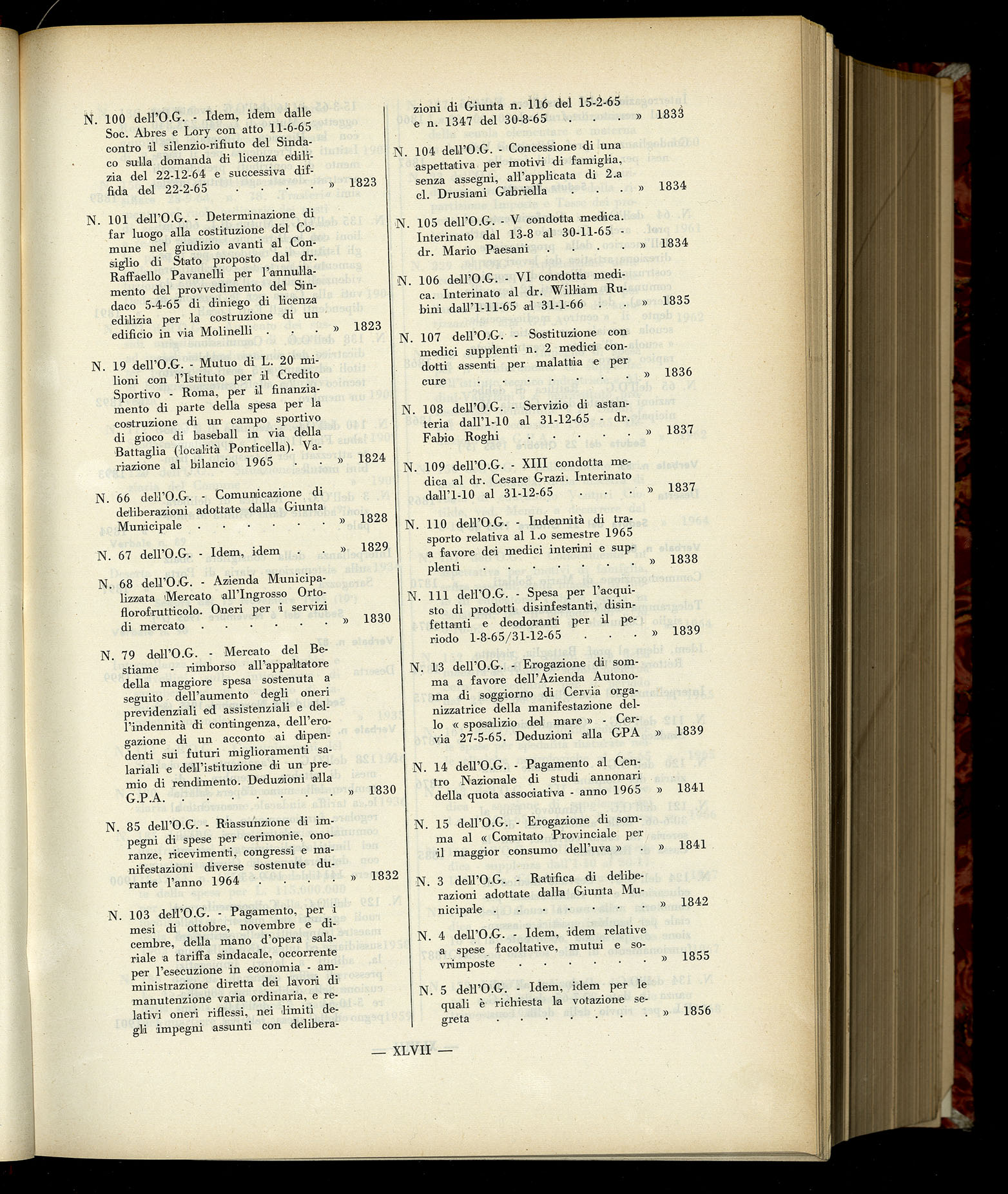 Indice volume 6.2.1965 - 30.6.1965