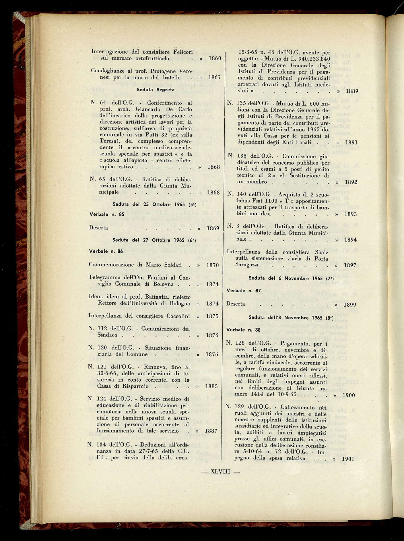 Indice volume 6.2.1965 - 30.6.1965