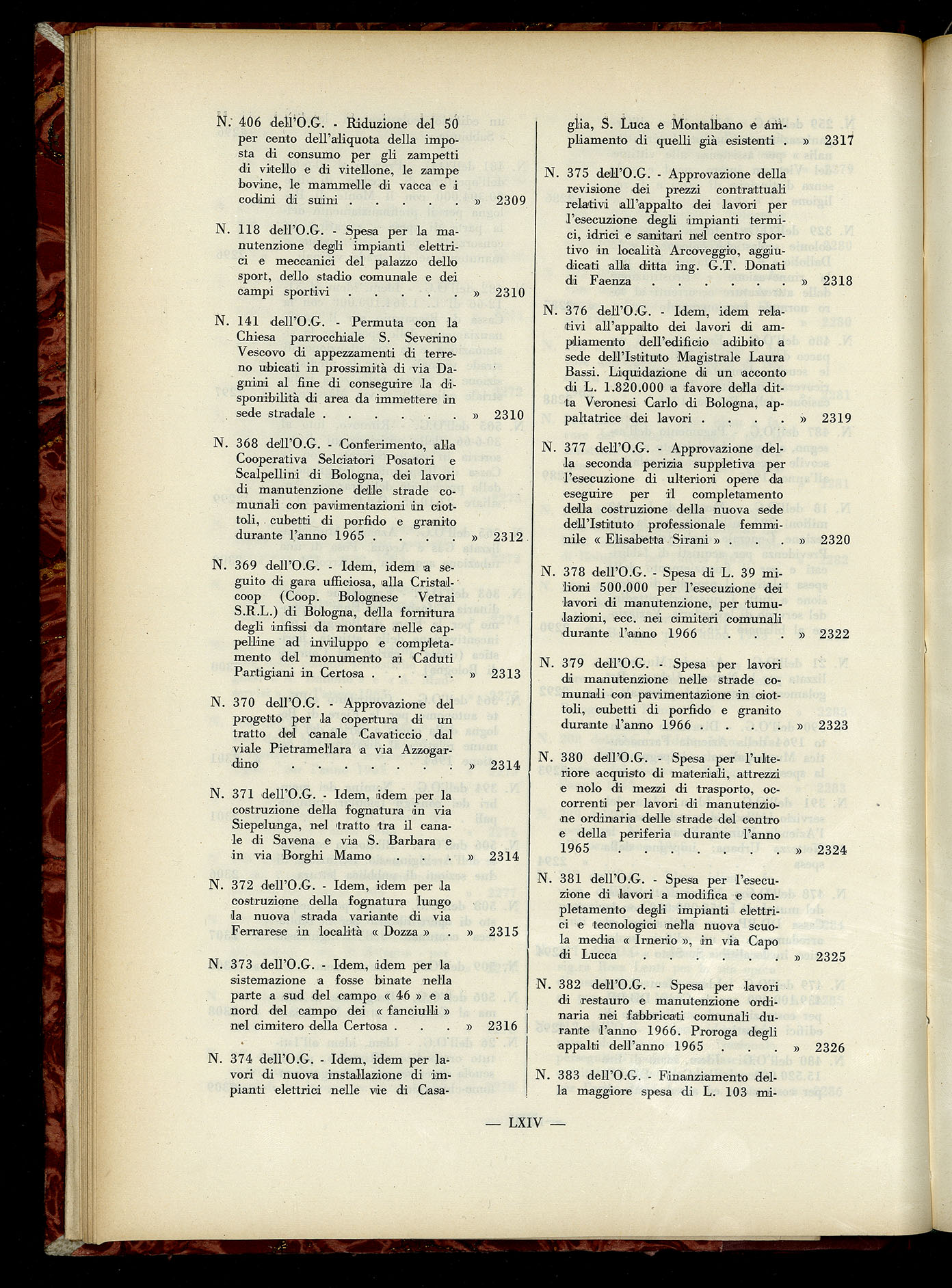 Indice volume 6.2.1965 - 30.6.1965
