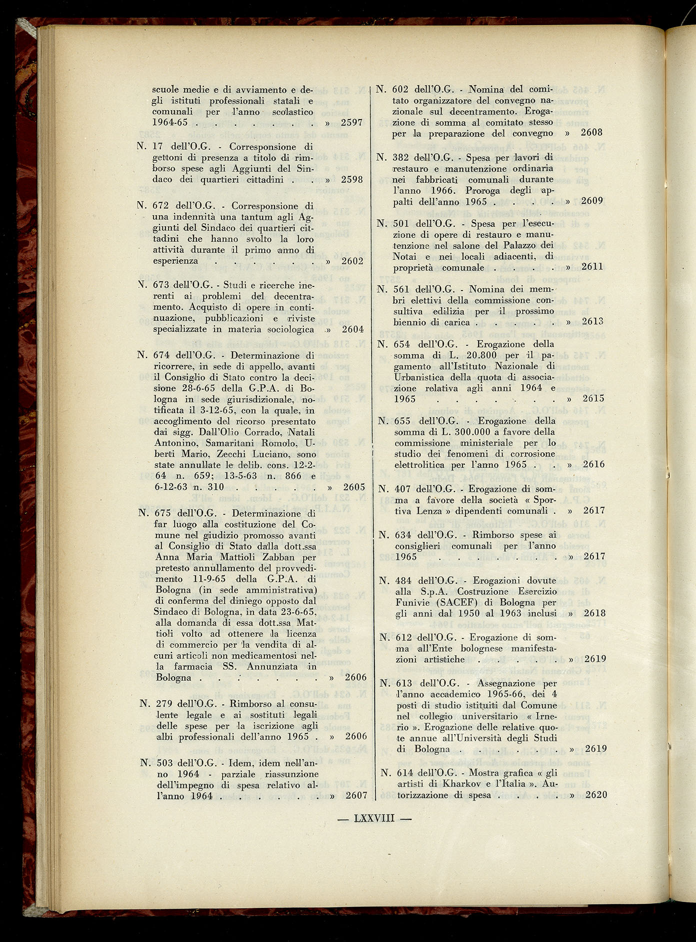 Indice volume 6.2.1965 - 30.6.1965