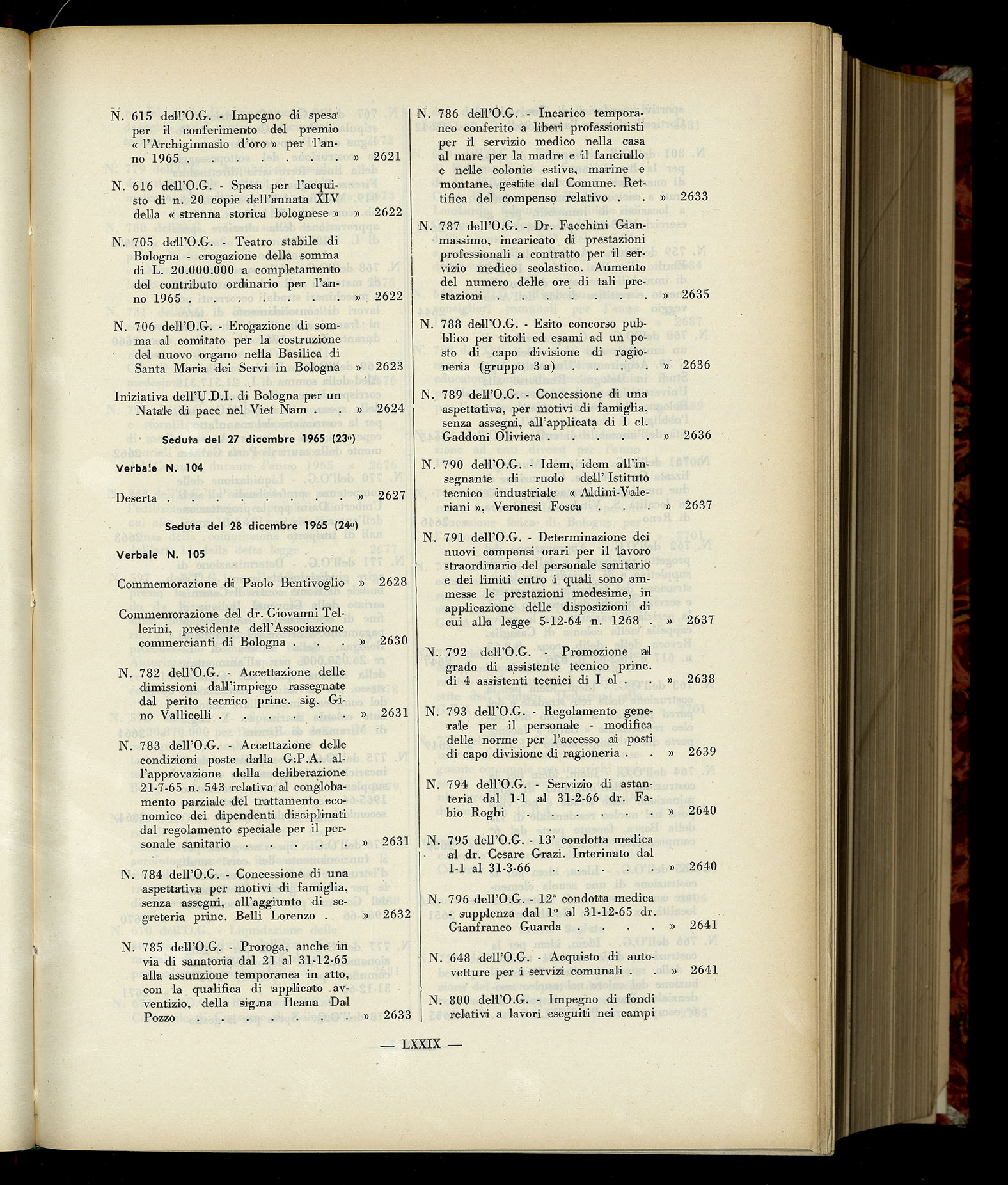 Indice volume 6.2.1965 - 30.6.1965