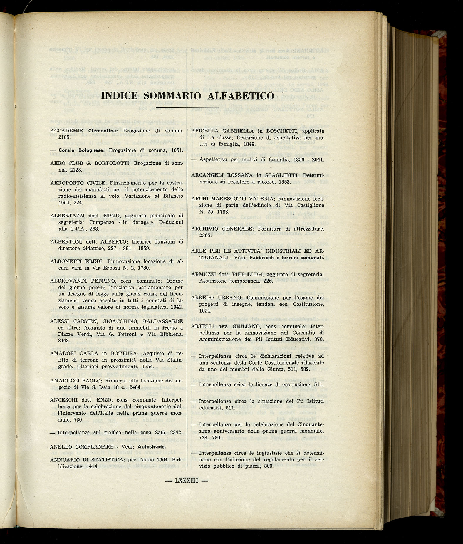 Indice volume 6.2.1965 - 30.6.1965