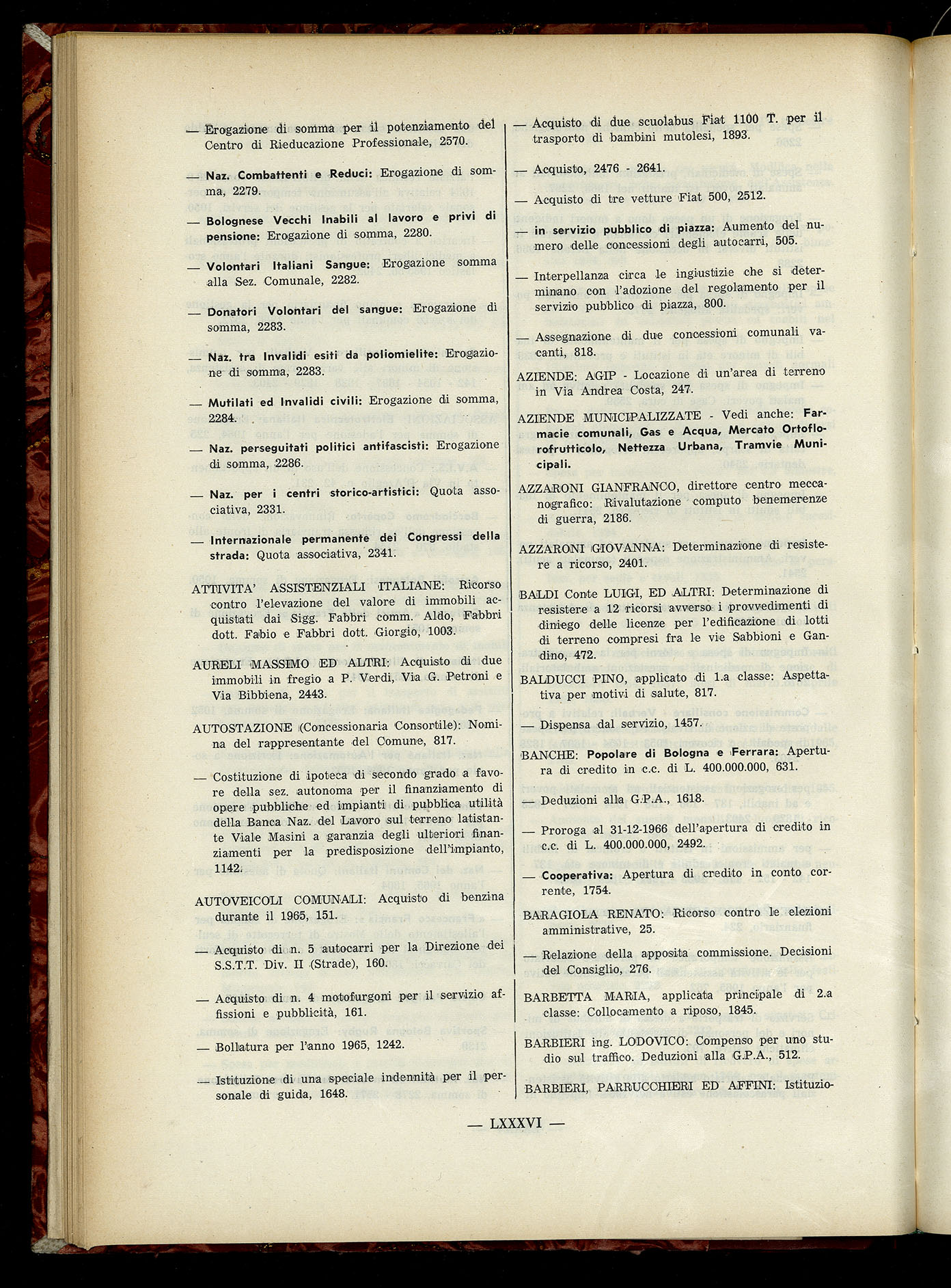 Indice volume 6.2.1965 - 30.6.1965