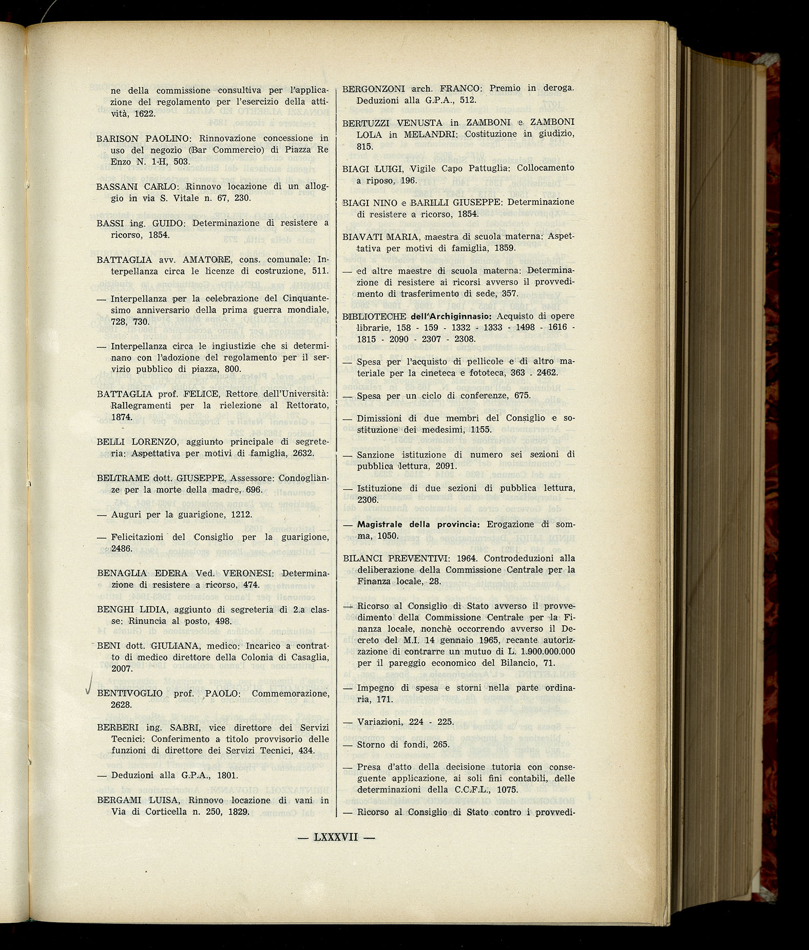 Indice volume 6.2.1965 - 30.6.1965