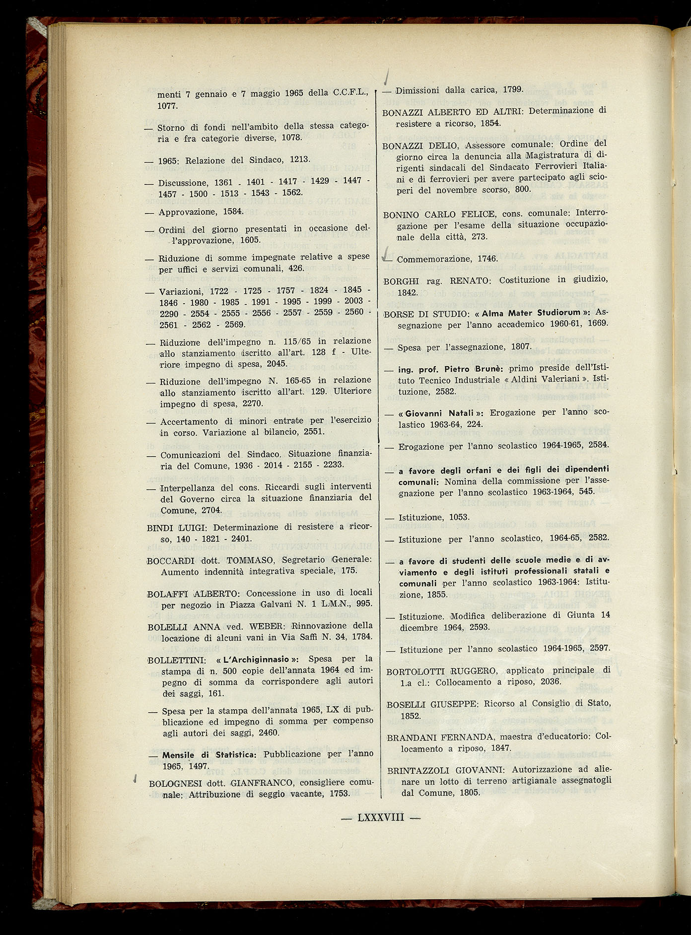 Indice volume 6.2.1965 - 30.6.1965