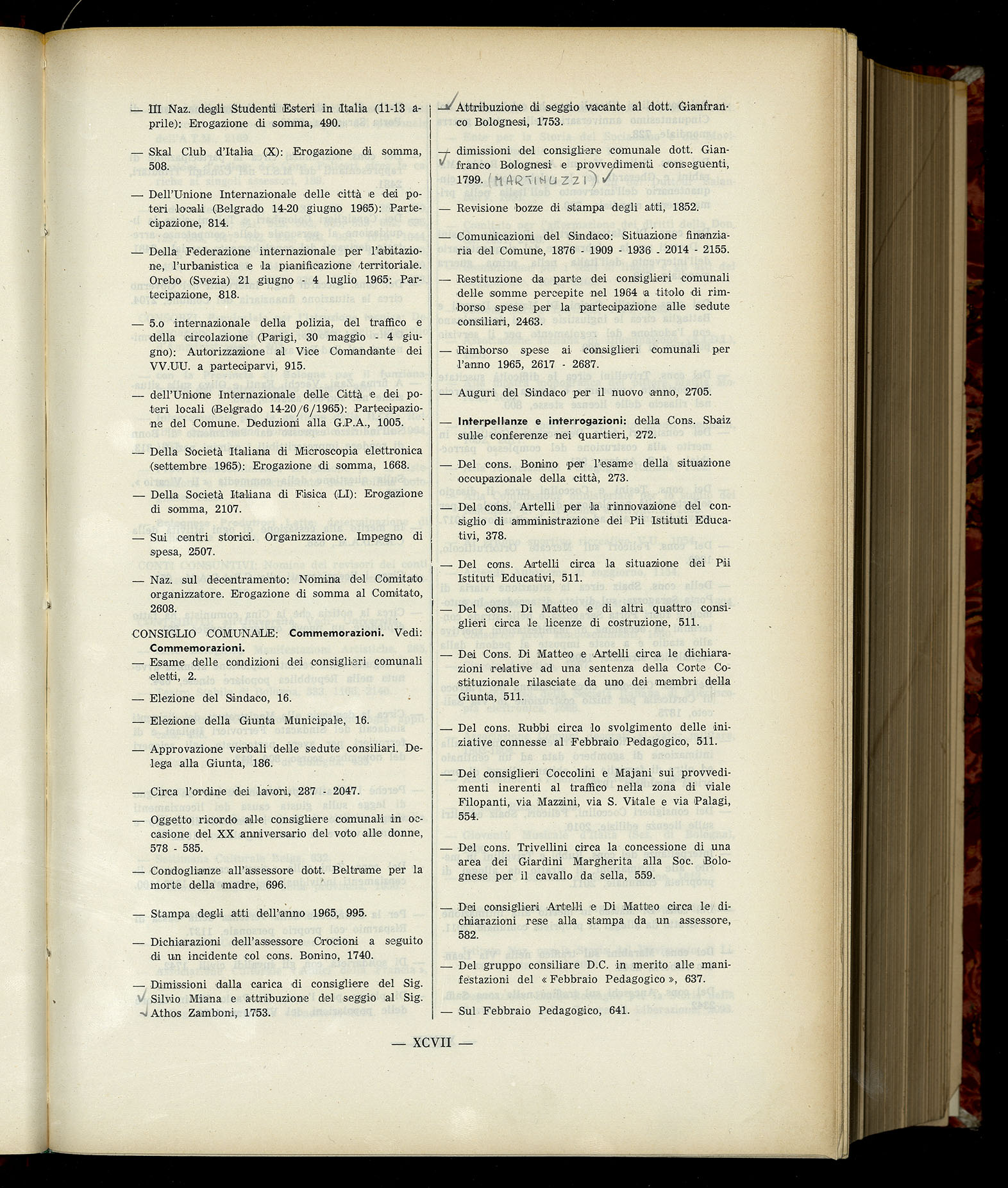 Indice volume 6.2.1965 - 30.6.1965