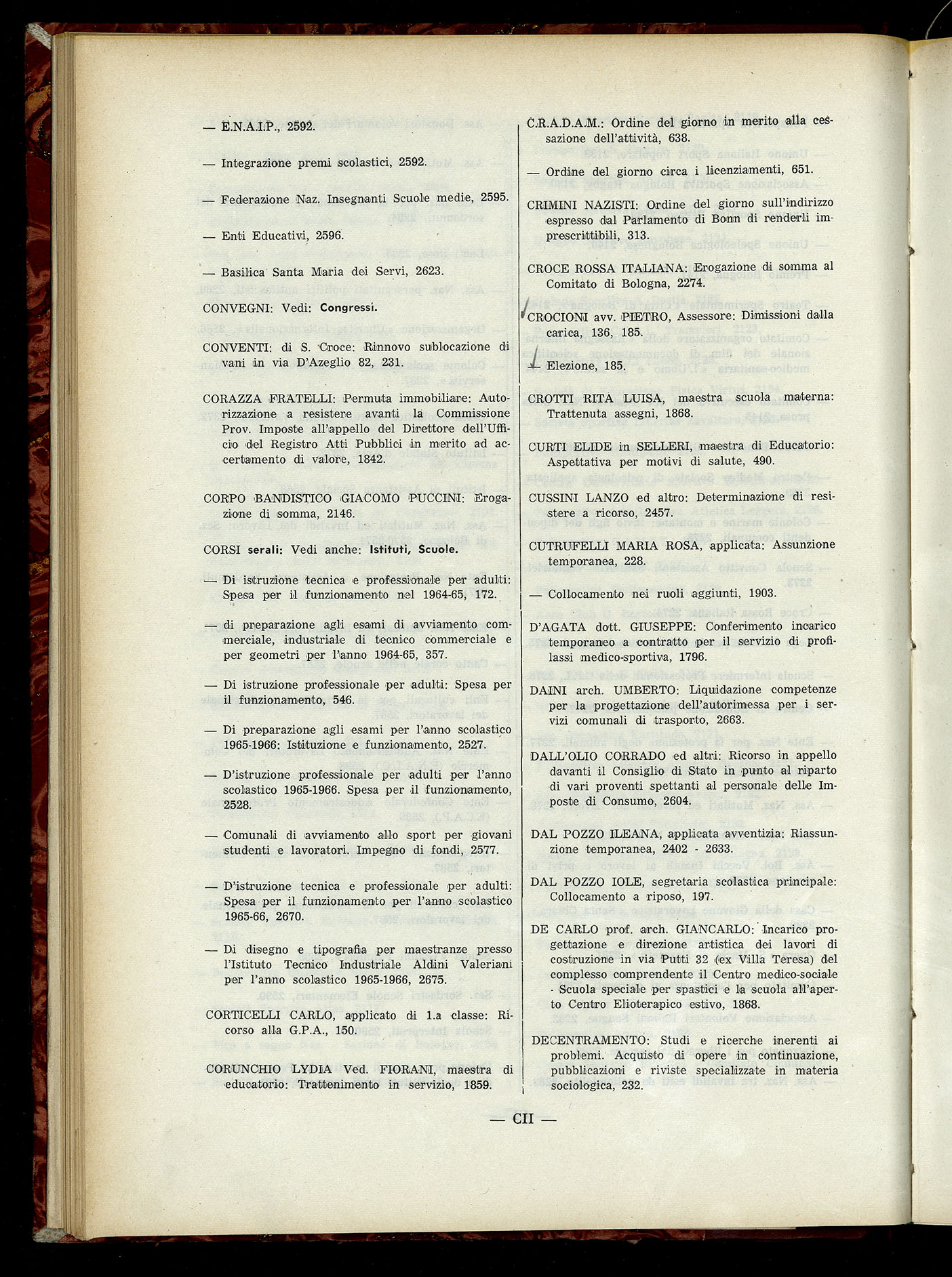 Indice volume 6.2.1965 - 30.6.1965