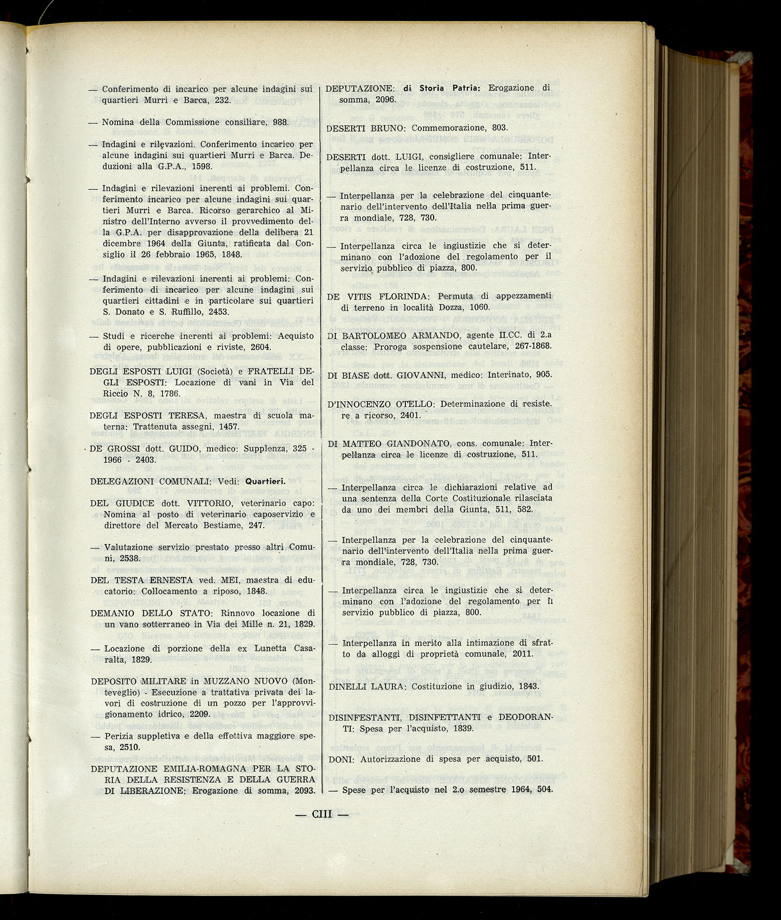 Indice volume 6.2.1965 - 30.6.1965