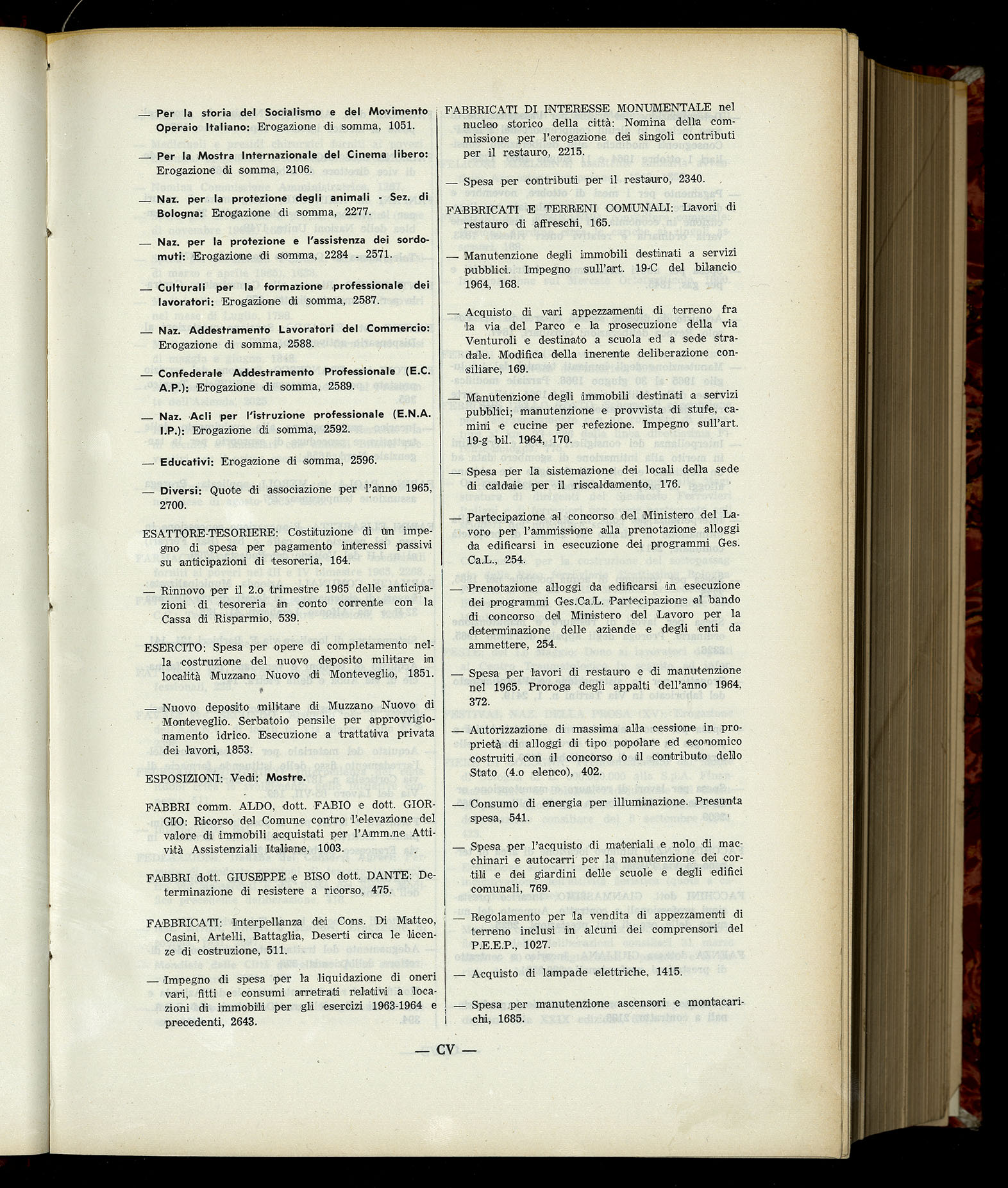 Indice volume 6.2.1965 - 30.6.1965