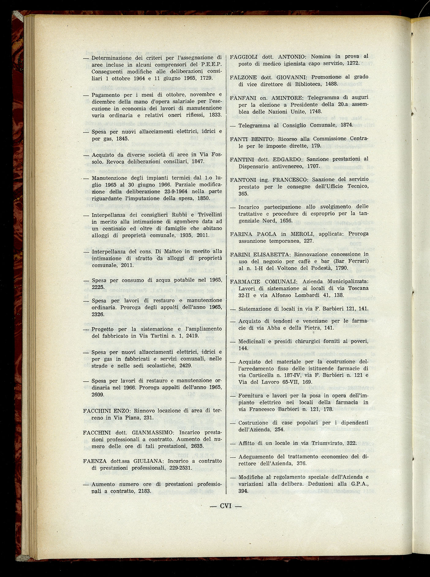 Indice volume 6.2.1965 - 30.6.1965