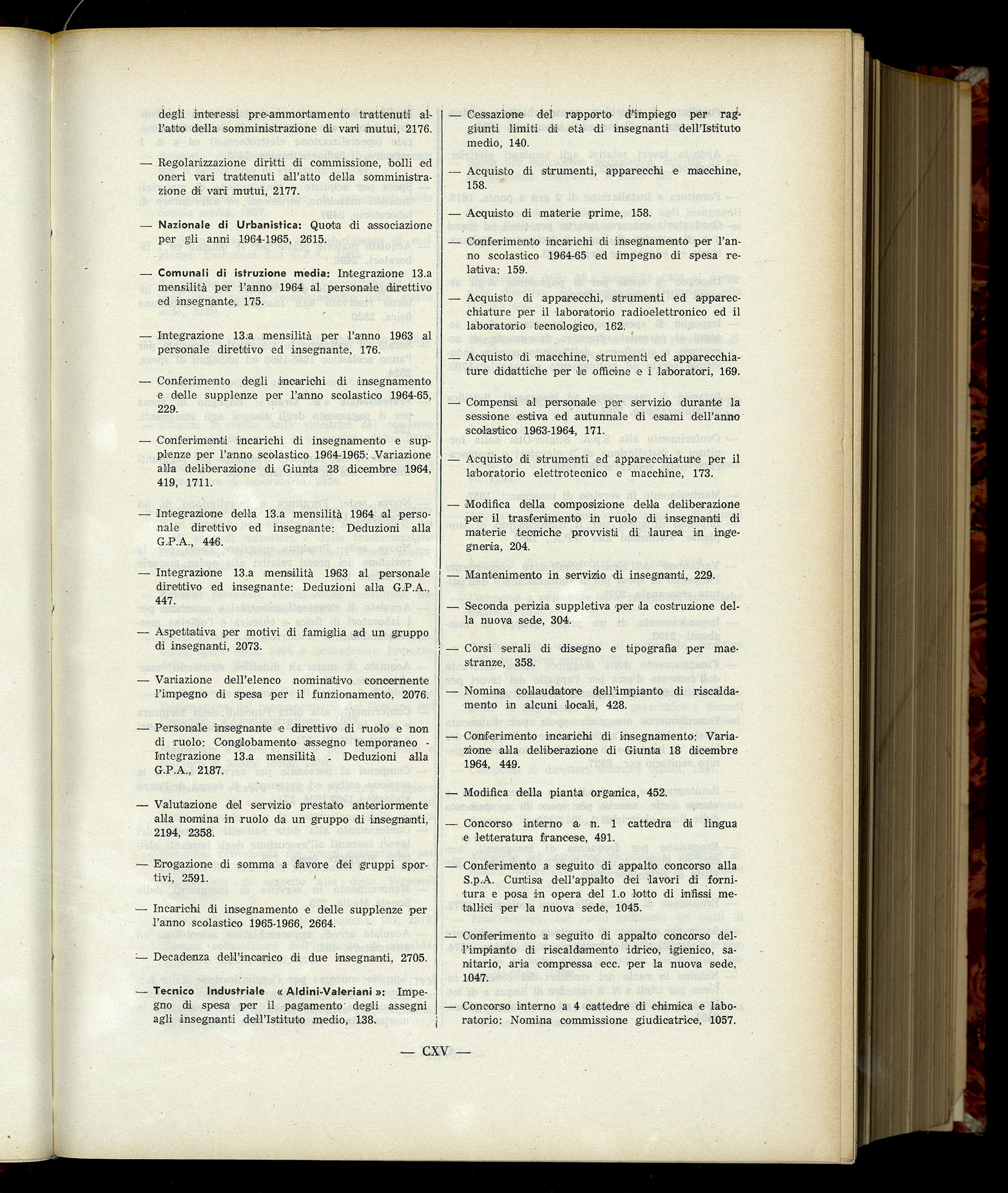 Indice volume 6.2.1965 - 30.6.1965