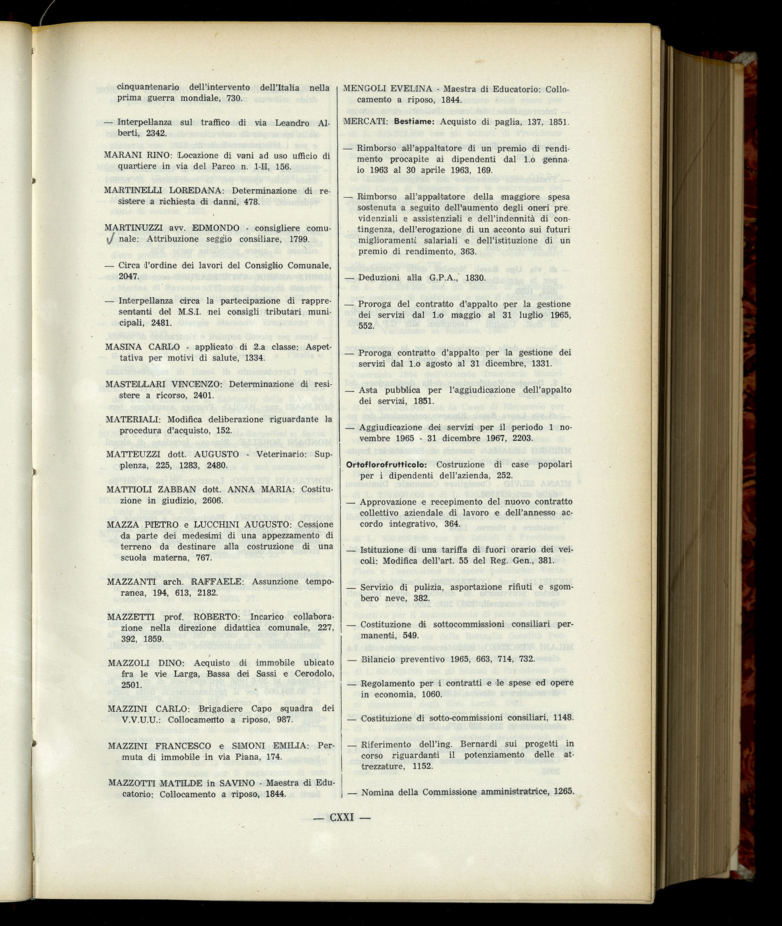 Indice volume 6.2.1965 - 30.6.1965