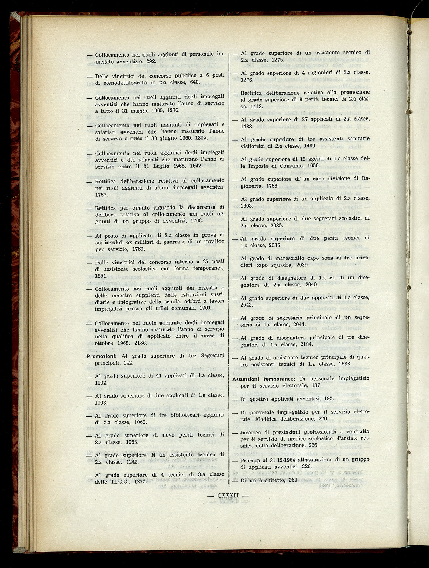 Indice volume 6.2.1965 - 30.6.1965