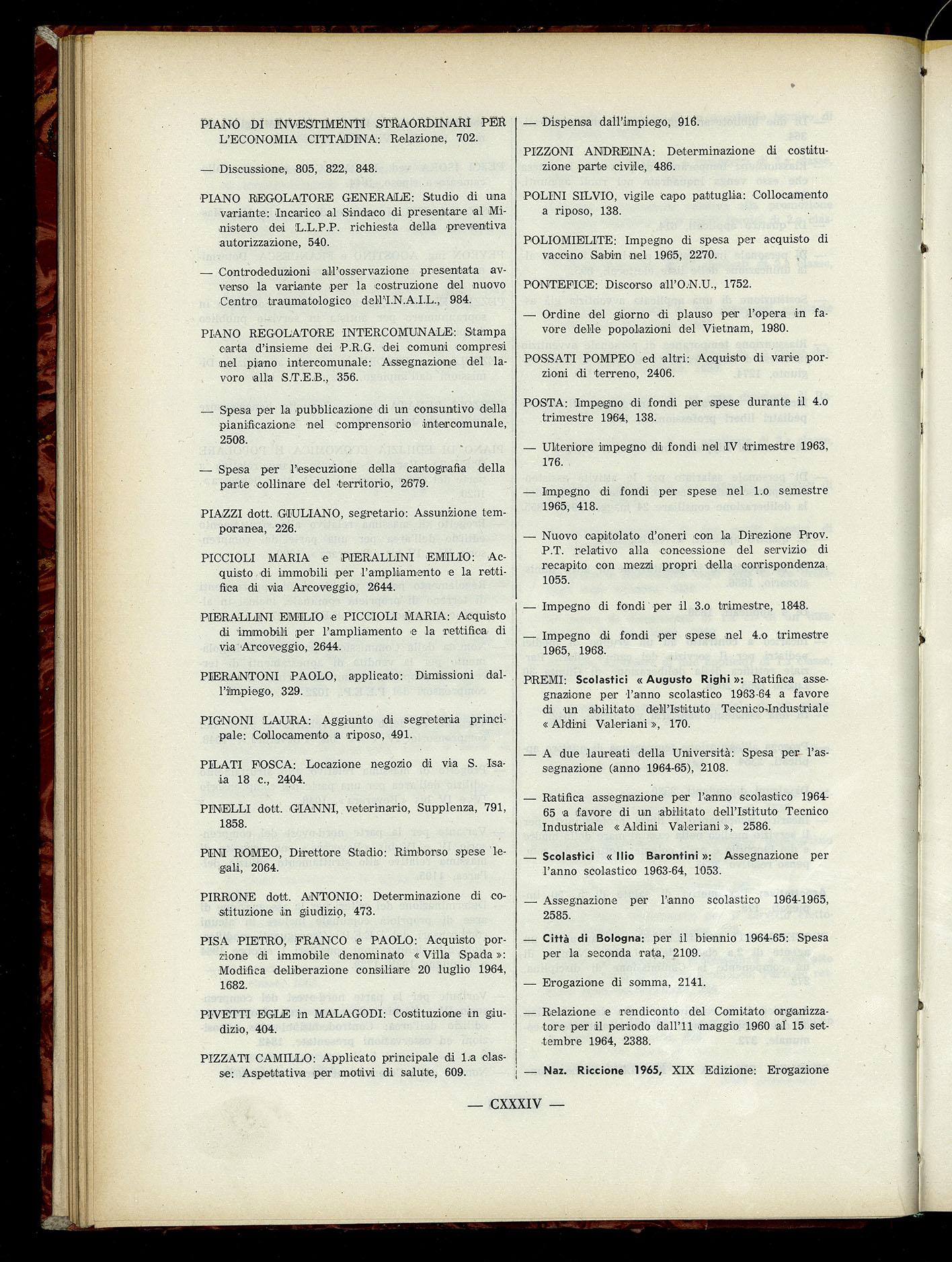 Indice volume 6.2.1965 - 30.6.1965