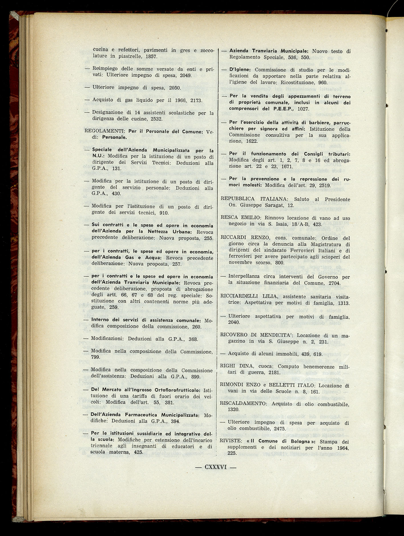 Indice volume 6.2.1965 - 30.6.1965