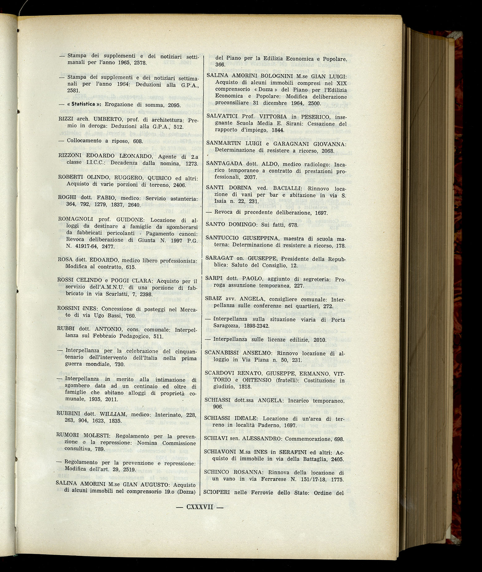 Indice volume 6.2.1965 - 30.6.1965