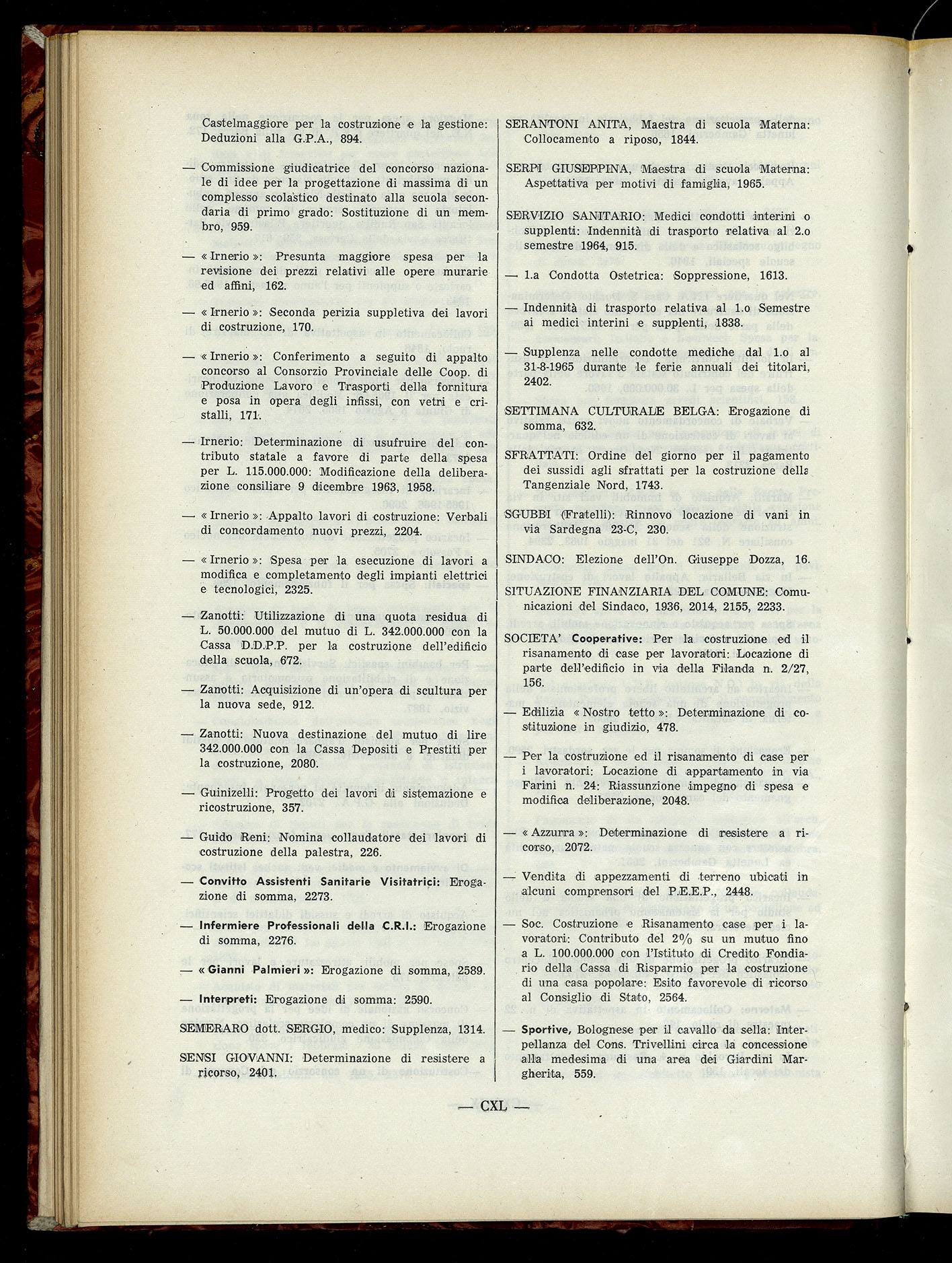 Indice volume 6.2.1965 - 30.6.1965