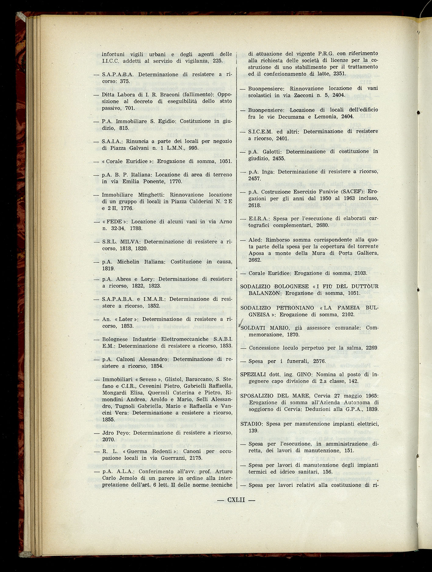 Indice volume 6.2.1965 - 30.6.1965