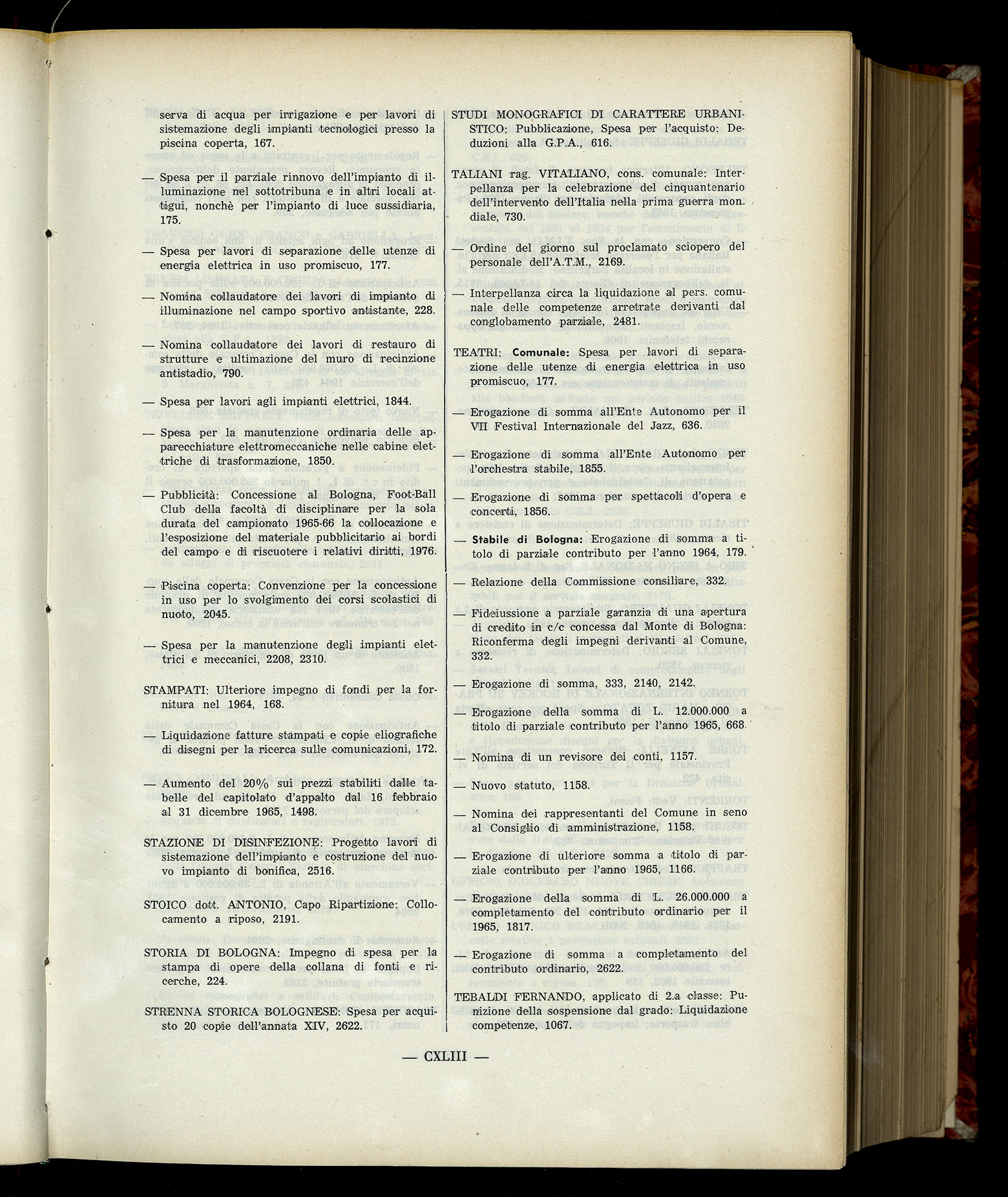 Indice volume 6.2.1965 - 30.6.1965