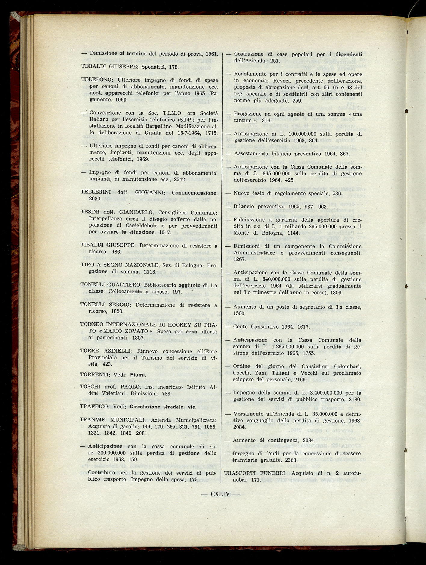 Indice volume 6.2.1965 - 30.6.1965