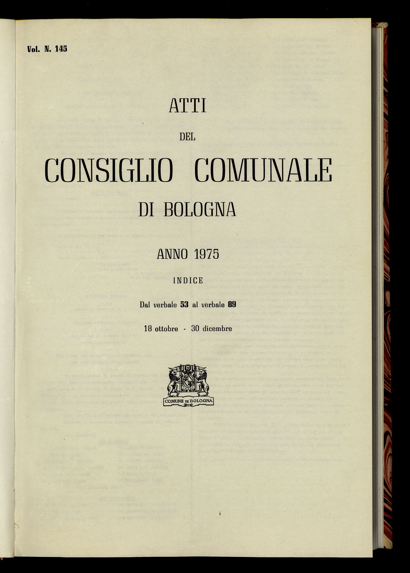 Indice volume 18.10.1975 - 22.12.1975