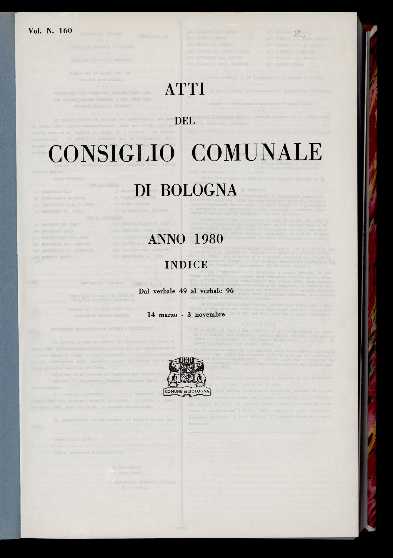 Indice volume 14.3.1980 - 3.11.1980