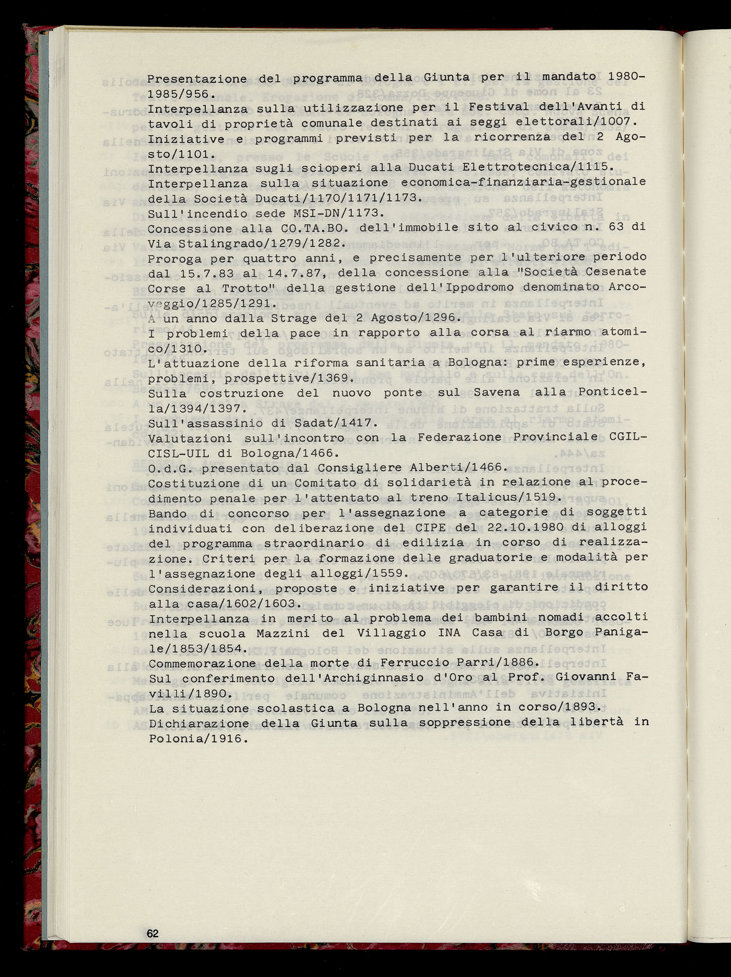 Indice volume 10.1.1981 - 20.5.1981